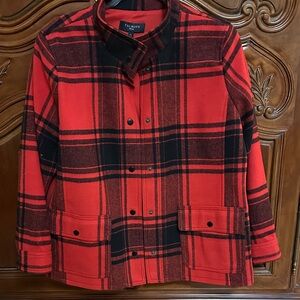 Talbots Vibrant Red and Black Checkered Jacket